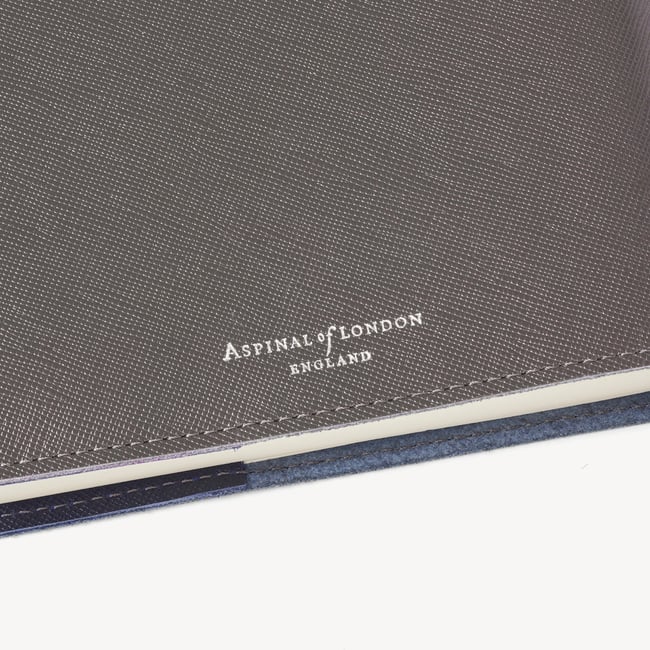 A5 Refillable Journal Grey & Navy Saffiano