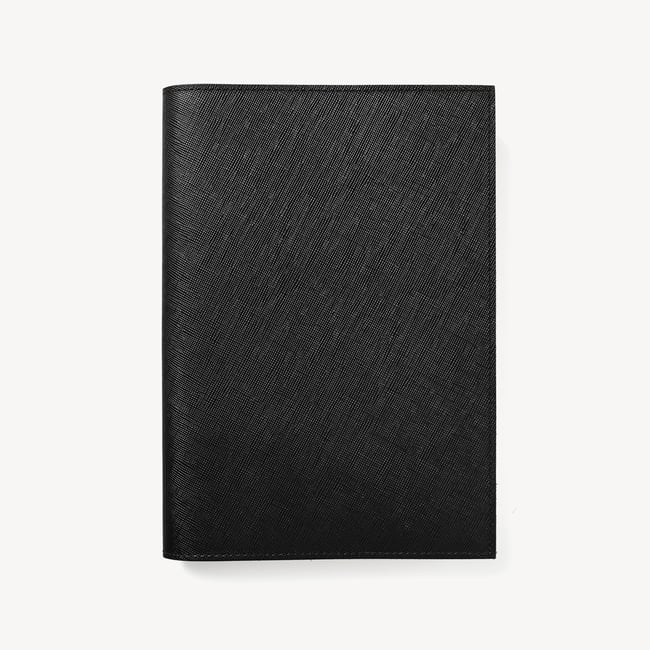 A5 Refillable Journal Black & Tan Saffiano