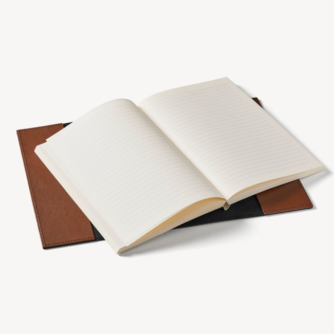 A5 Refillable Journal Black & Tan Saffiano