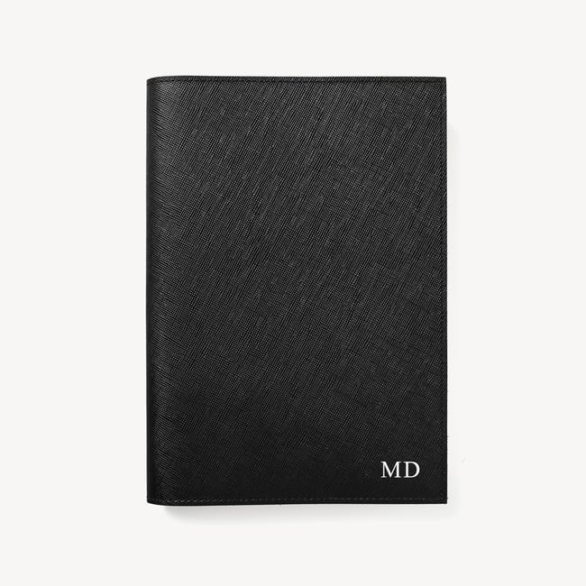 A5 Refillable Journal Black & Tan Saffiano