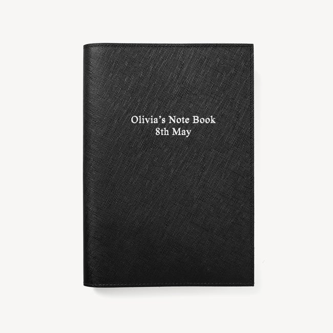 A5 Refillable Journal Black & Tan Saffiano