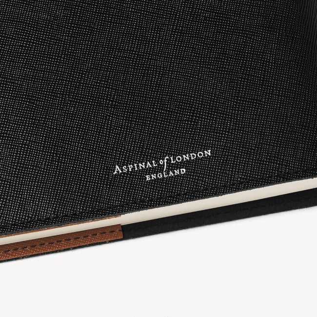 A5 Refillable Journal Black & Tan Saffiano