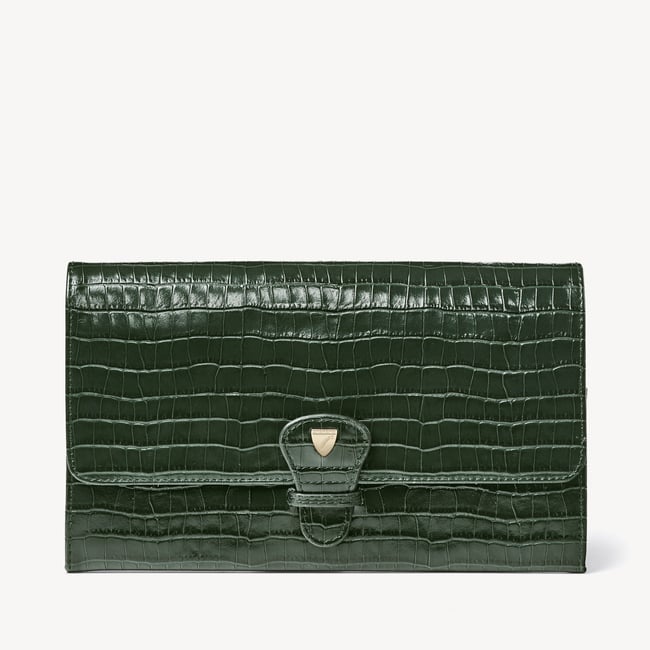 Travel Wallet Deep Shine Evergreen Small Croc