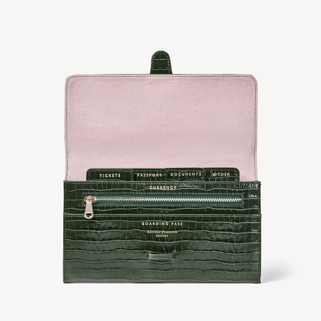 Travel Wallet Deep Shine Evergreen Small Croc