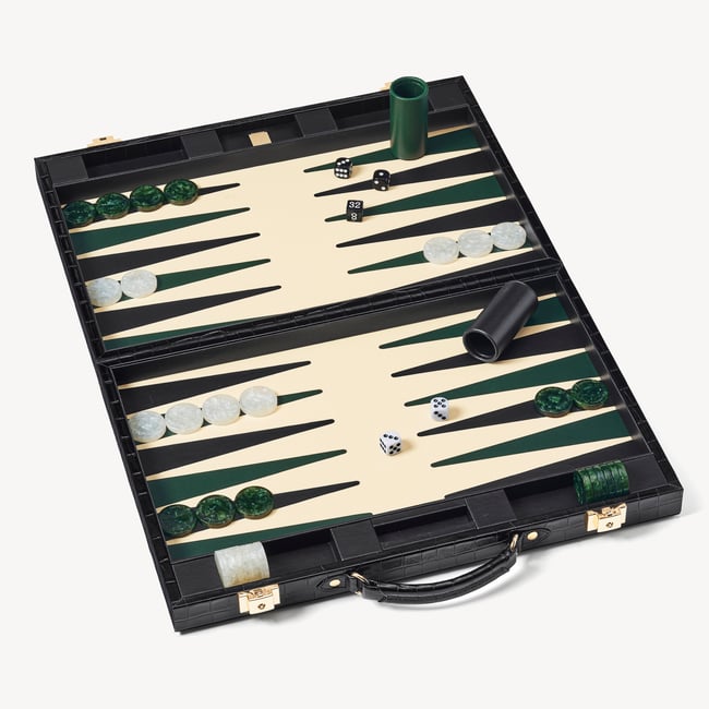 17-inch Backgammon Set Deep Shine Black Croc