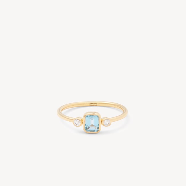 Gemstone Ring Swiss Blue Topaz & 18ct Gold Vermeil