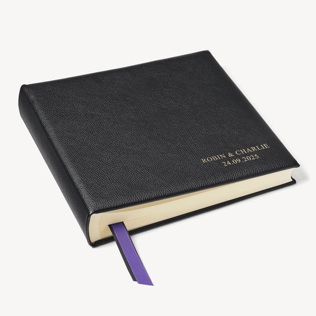 12-inch Leather Photo Album Black Pebble