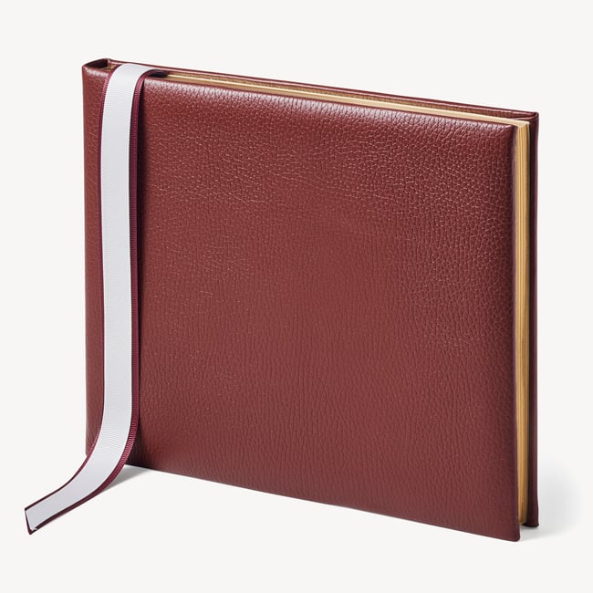 A4 Classic Leather Guest Book Merlot Pebble
