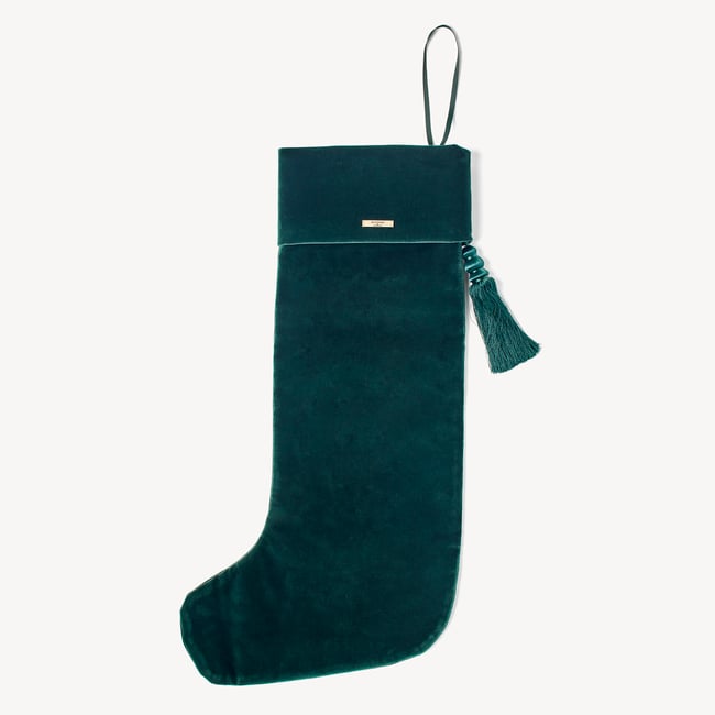 Luxury Personalised Christmas Stocking Woodland Embroidery on Evergreen Velvet