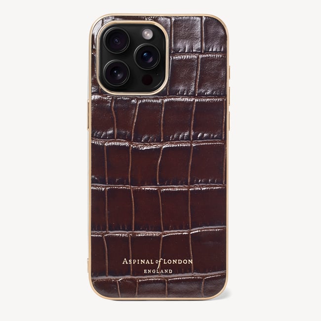 iPhone 15 Pro Max Case Deep Shine Amazon Brown Croc