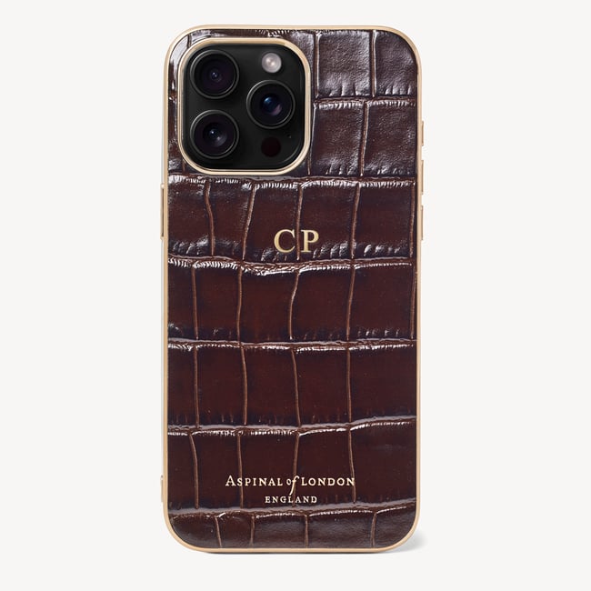 iPhone 15 Pro Max Case Deep Shine Amazon Brown Croc