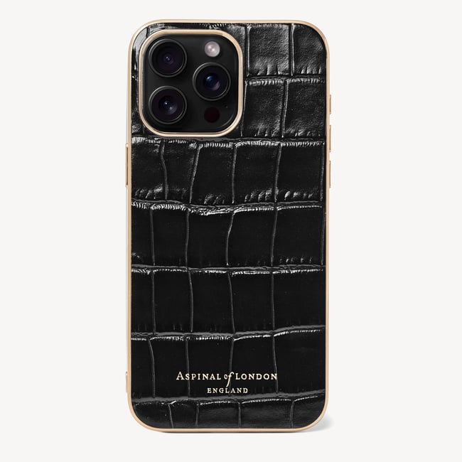iPhone 15 Pro Max Case Deep Shine Black Croc