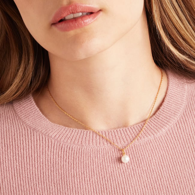 Pearl Pendant Necklace Freshwater Pearl & 18ct Gold Vermeil