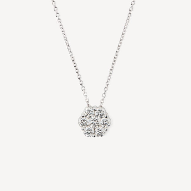 Monaco Diamond Cluster Pendant Necklace 1.0ct Diamond