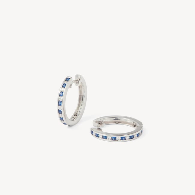 Sapphire & Diamond Hoop Earrings 0.22ct Diamond