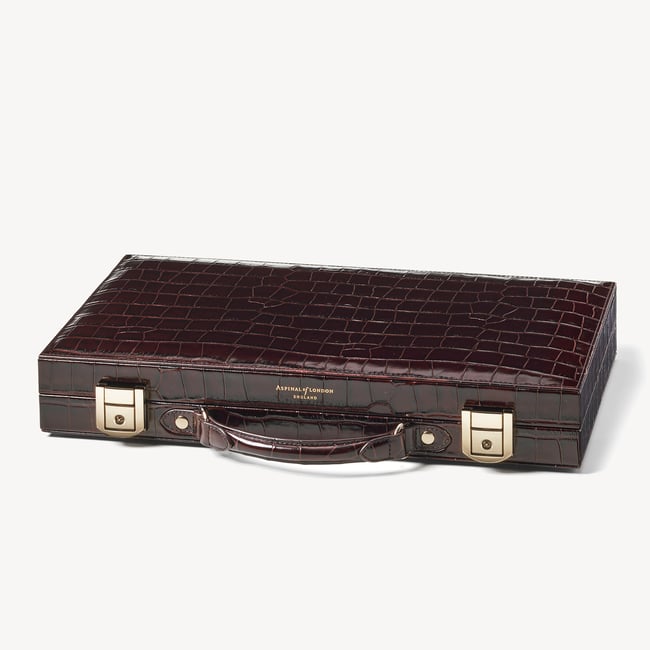 15-inch Backgammon Set Deep Shine Amazon Brown Croc