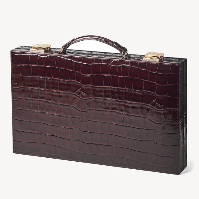 15-inch Backgammon Set Deep Shine Amazon Brown Croc