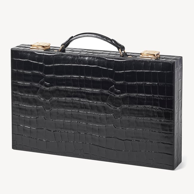 15-inch Backgammon Set Deep Shine Black Croc