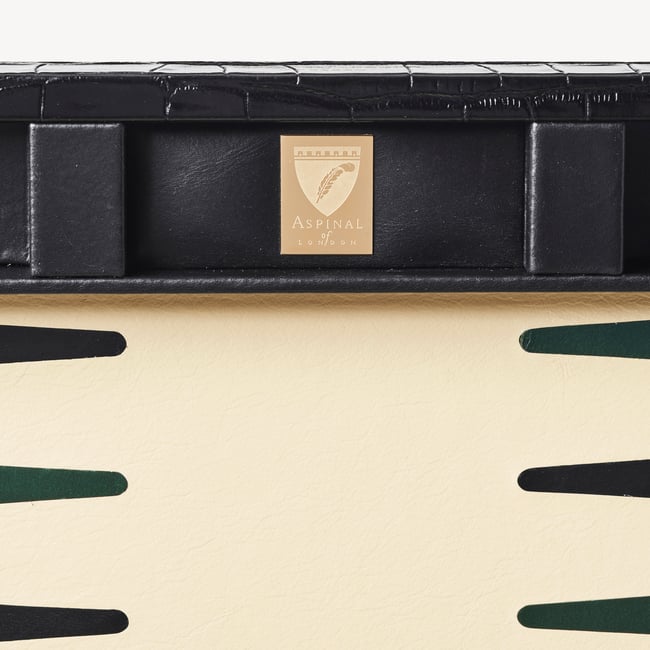 15-inch Backgammon Set Deep Shine Black Croc