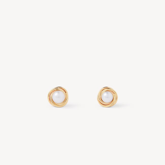 Twist Pearl Stud Earrings Freshwater Pearl