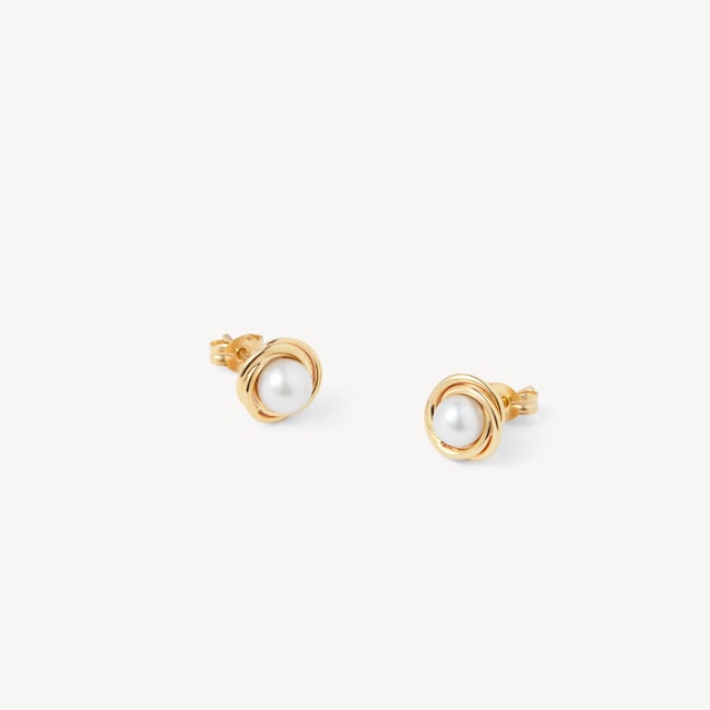 Twist Pearl Stud Earrings Freshwater Pearl