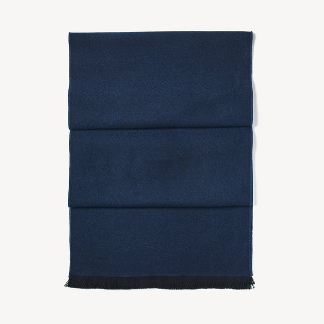 Reversible Merino Wool Scarf Navy & Grey