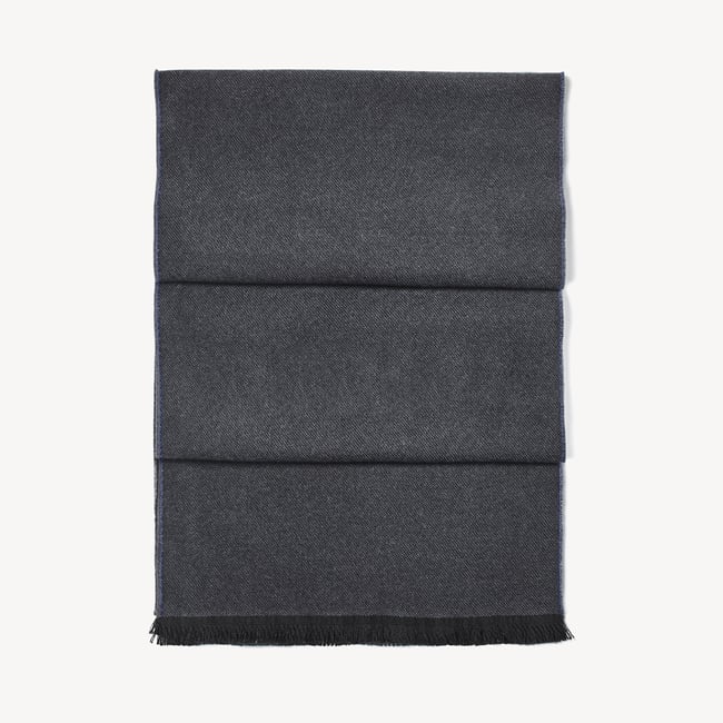 Reversible Merino Wool Scarf Navy & Grey