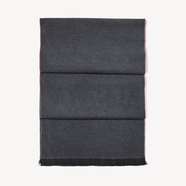 Reversible Merino Wool Scarf Merlot & Grey
