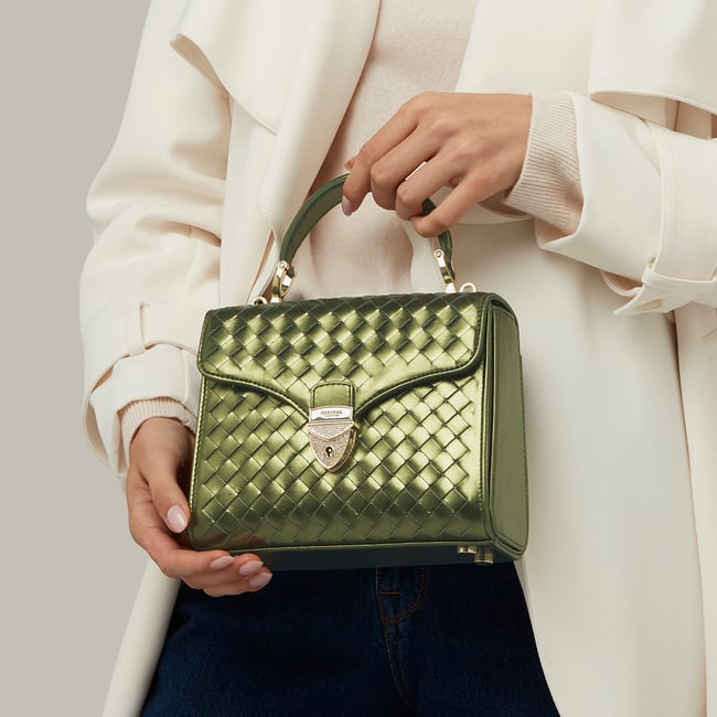 Midi Mayfair® Verdant Green Metallic Woven Leather