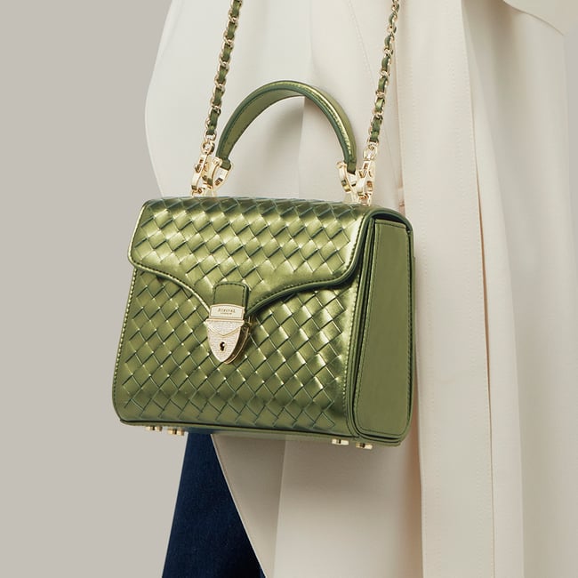 Midi Mayfair® Verdant Green Metallic Woven Leather
