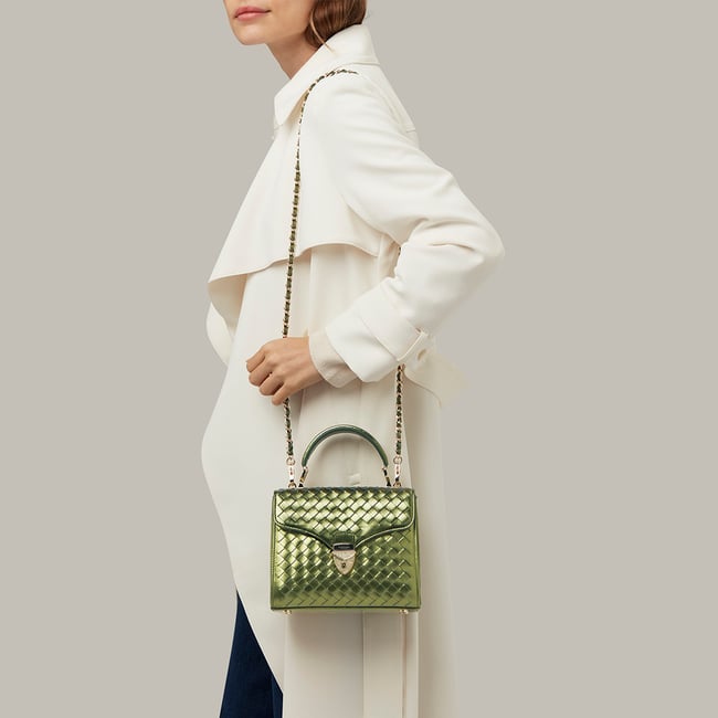Midi Mayfair® Verdant Green Metallic Woven Leather