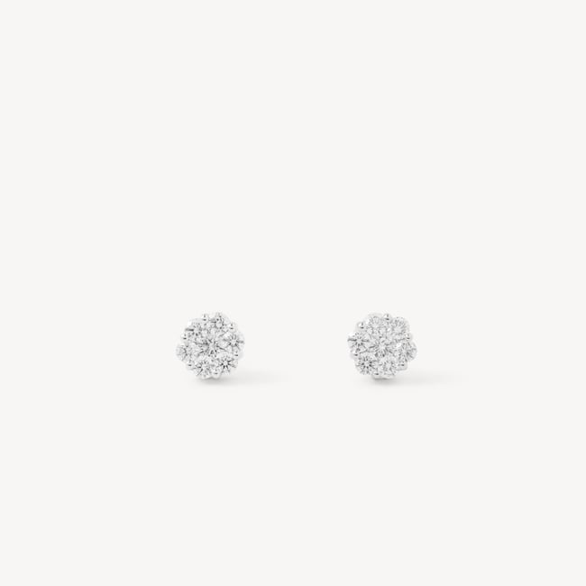 Monaco Diamond Cluster Stud Earrings 0.50ct Diamond