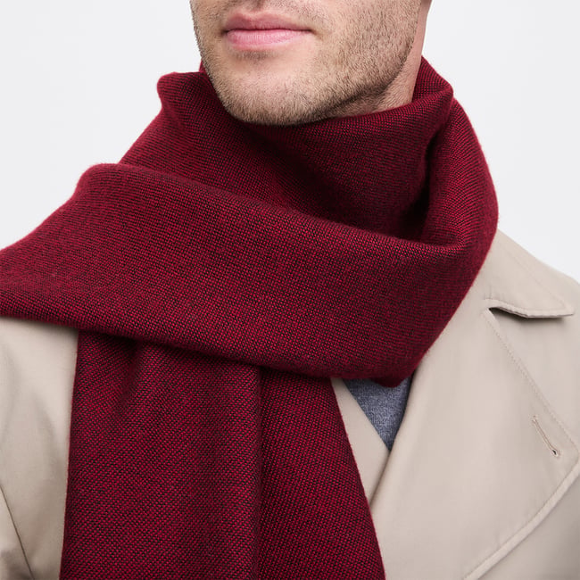 Reversible Merino Wool Scarf Merlot & Grey