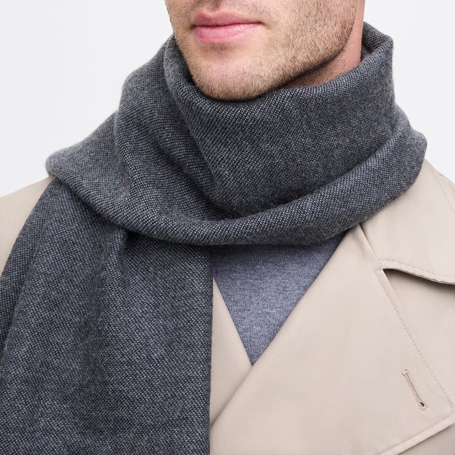 Reversible Merino Wool Scarf Merlot & Grey