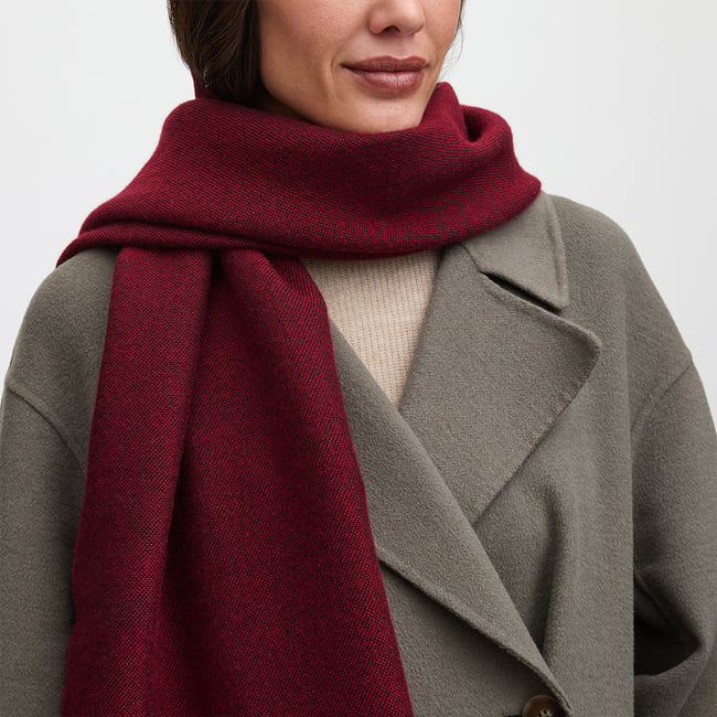 Reversible Merino Wool Scarf Merlot & Grey