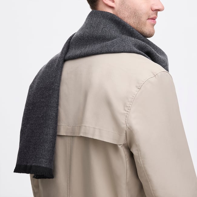 Reversible Merino Wool Scarf Navy & Grey