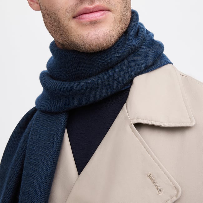 Reversible Merino Wool Scarf Navy & Grey