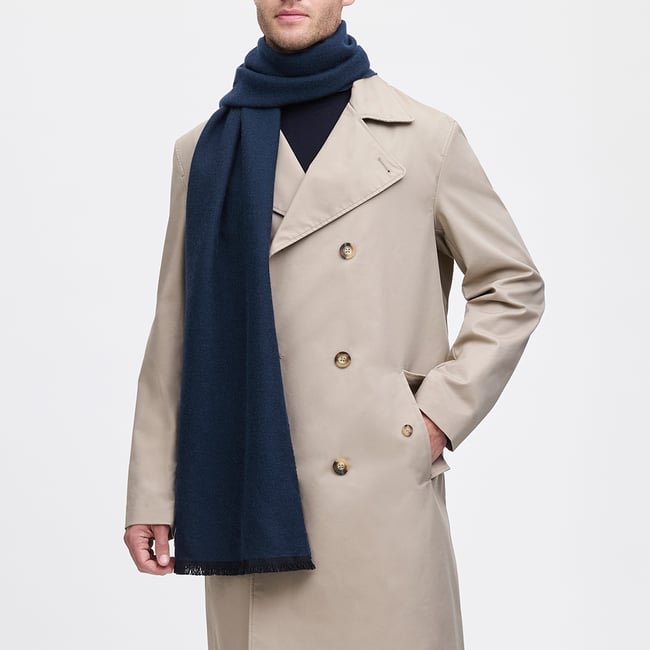Reversible Merino Wool Scarf Navy & Grey