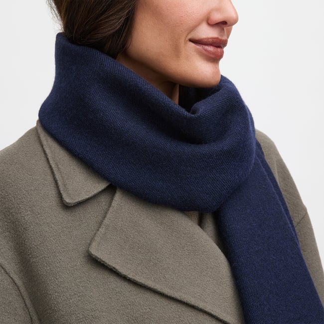 Reversible Merino Wool Scarf Navy & Grey