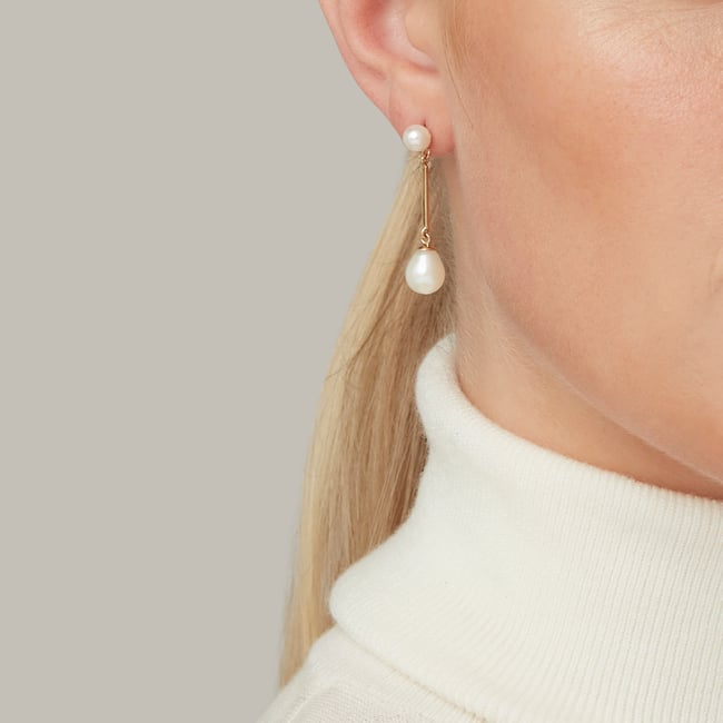 Eclipse Drop Earrings Freshwater Pearl