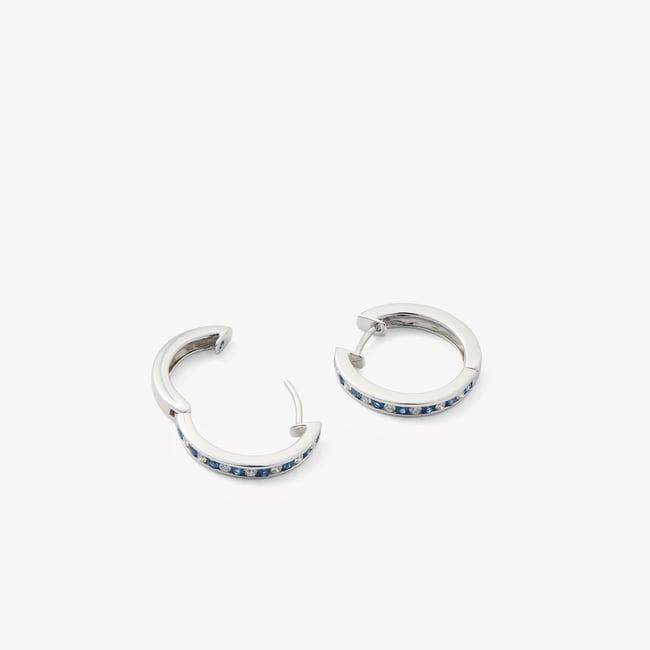 Sapphire & Diamond Hoop Earrings 0.22ct Diamond