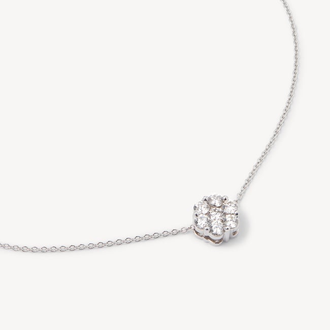Monaco Diamond Cluster Pendant Necklace 1.0ct Diamond