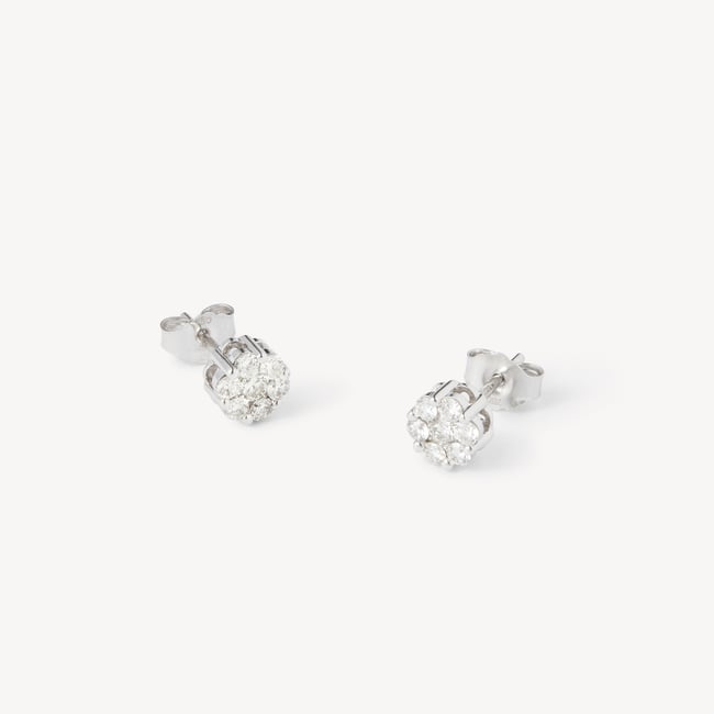 Monaco Diamond Cluster Stud Earrings 0.50ct Diamond
