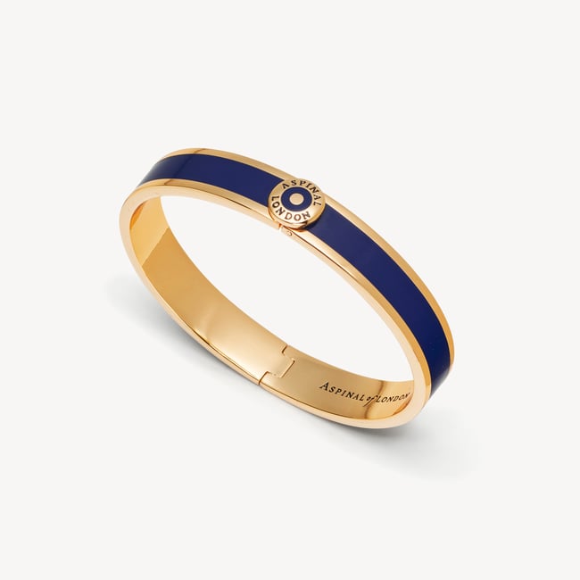 Enamel Bangle Navy Enamel & 18ct Gold Plated