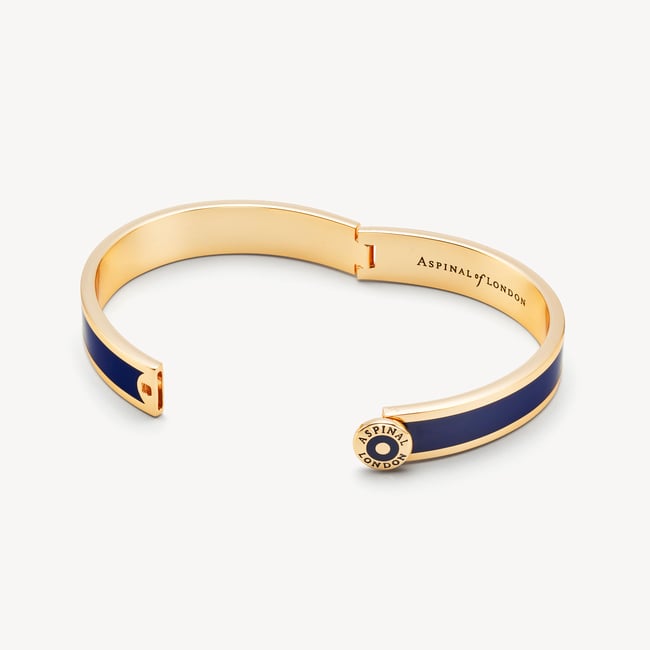 Enamel Bangle Navy Enamel & 18ct Gold Plated