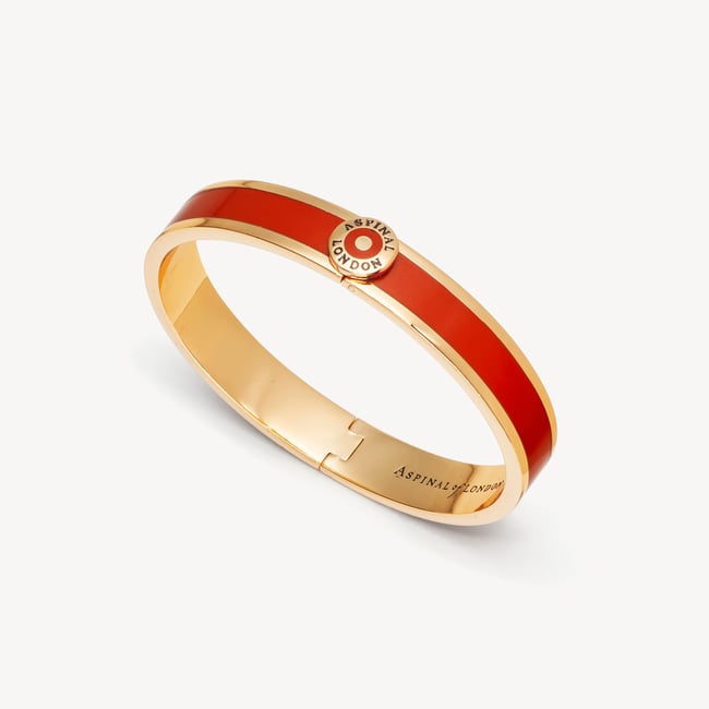 Enamel Bangle Cardinal Red Enamel & 18ct Gold Plated