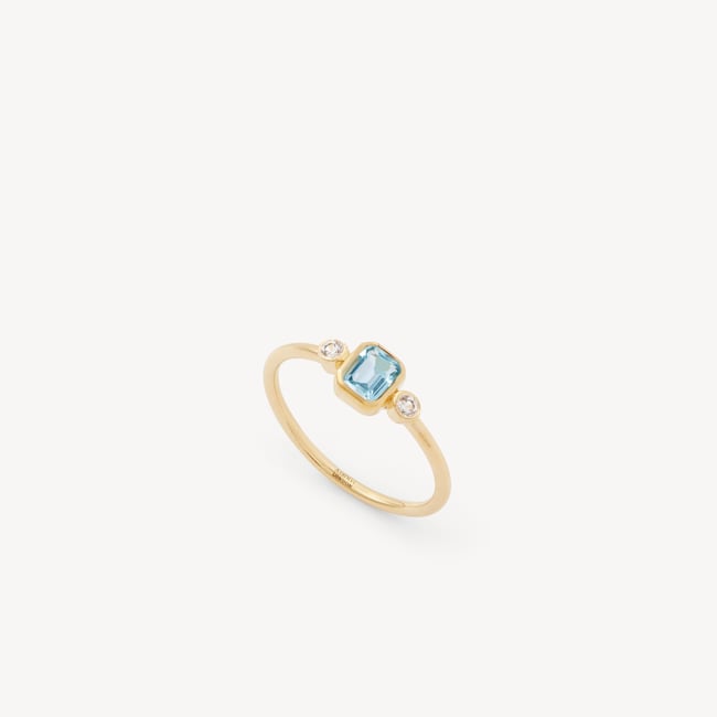 Gemstone Ring Swiss Blue Topaz & 18ct Gold Vermeil