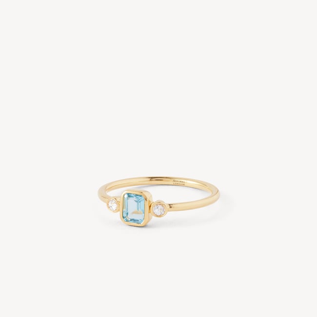 Gemstone Ring Swiss Blue Topaz & 18ct Gold Vermeil