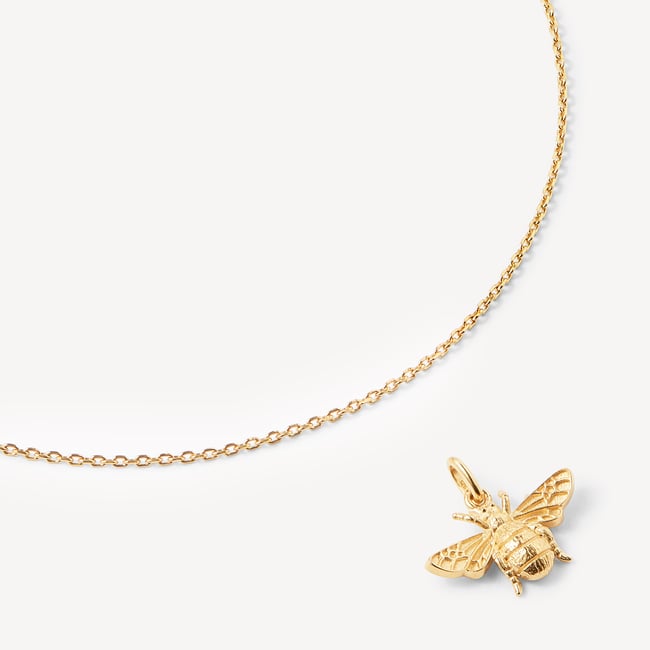 Bee Charm Necklace 18ct Gold Vermeil