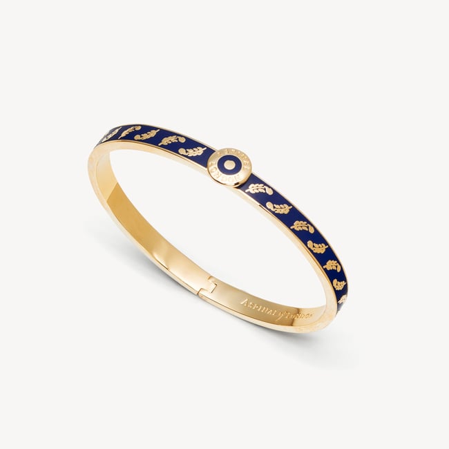 Feather Bangle Navy Enamel & 18ct Gold Plated